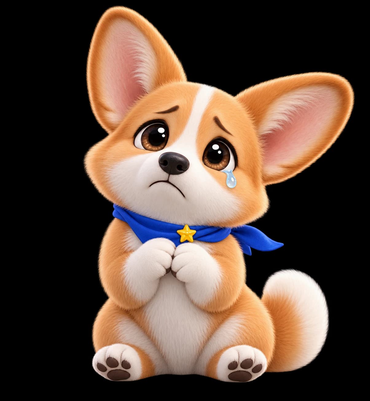 Sad corgi expression