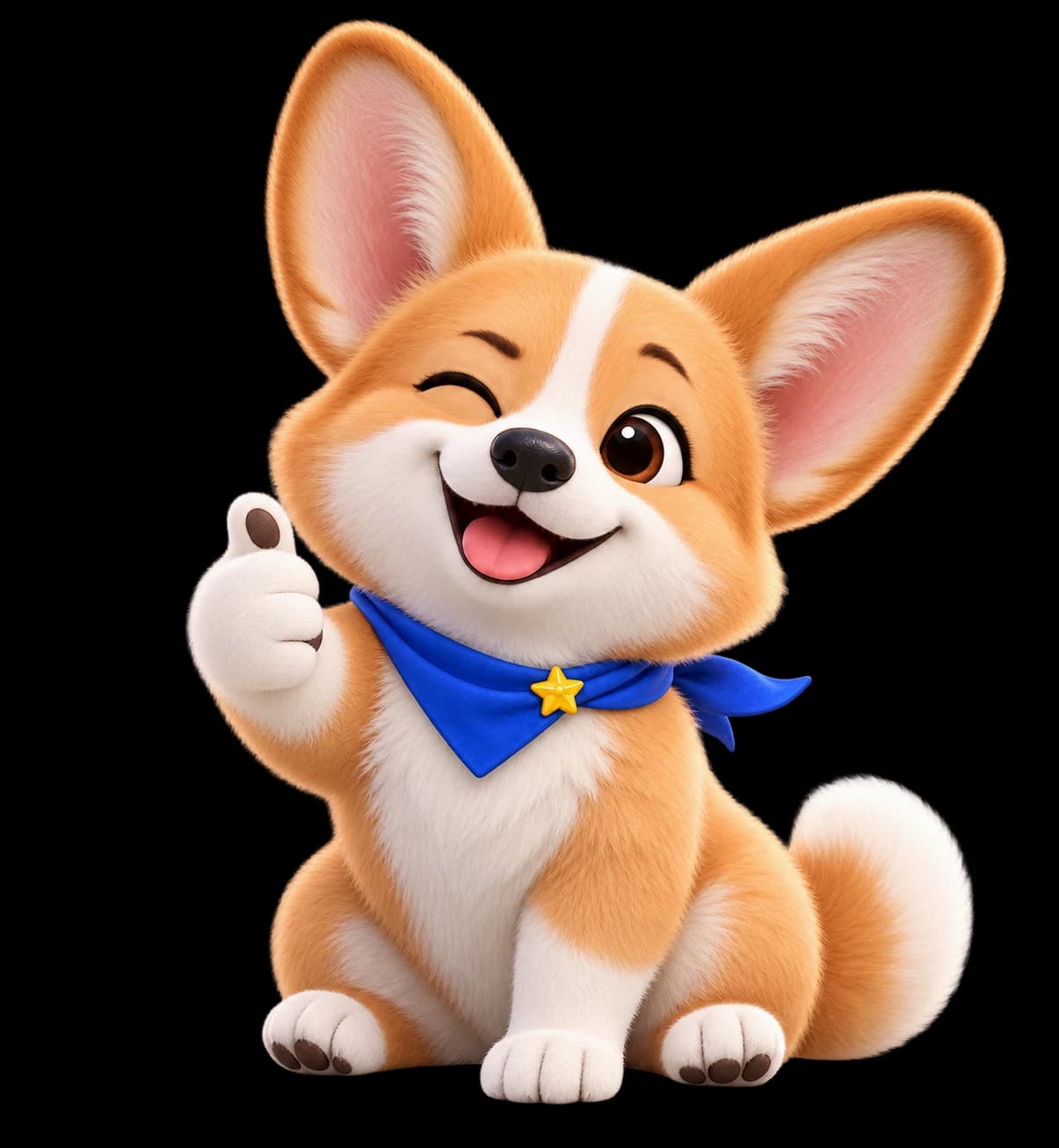 Confident corgi expression